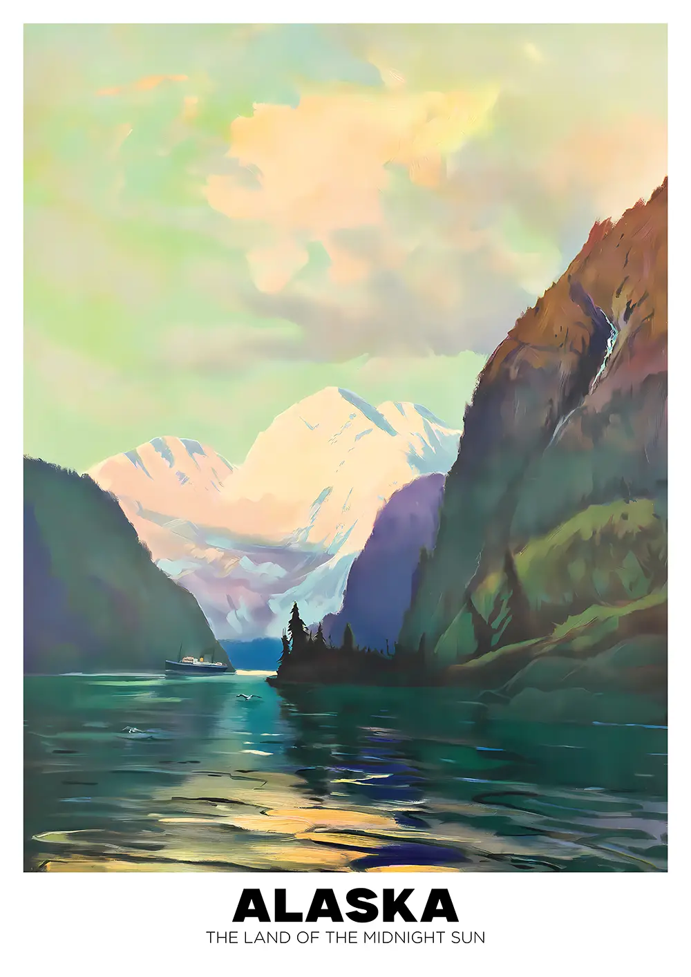 100203.Alaska Vintage Poster A1 Alaska Vintage Poster A1