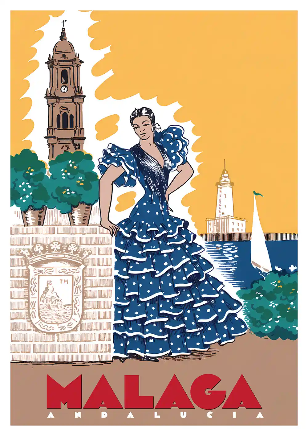 7019.Retro Malaga poster 7019.Retro Malaga poster