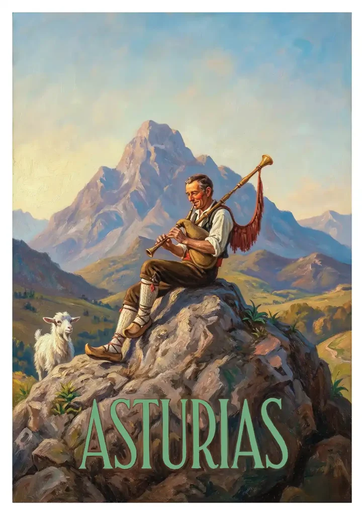 Retro Asturias Poster